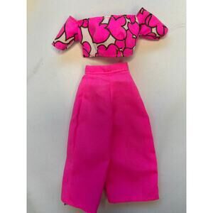 Genuine Mattel Barbie 90’s Outfit – Pink Heart Top & Hot Pink Pants